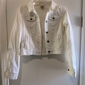 Mudd White Denim Jacket - Classic Cropped Style size medium - good condition